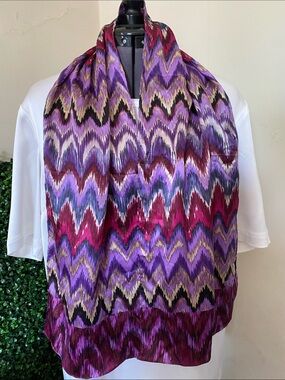 Echo Design Purple and Magenta Chevron-Style Silk Scarf